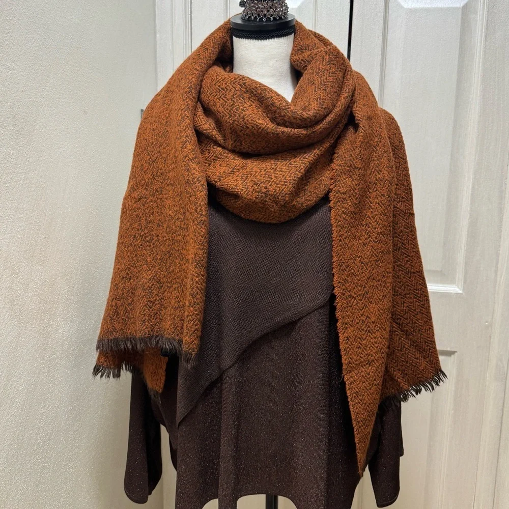 Zara Accessories Blanket Scarf Shawl Wrap Soft Cozy Herringbone Print 80x40